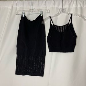 Black set : long skirt and crop tank